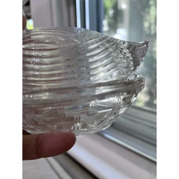 Martha Stewart Clear Duck Gibson Covered Dish On Nest Vintage Grooved - Picture 2 of 13